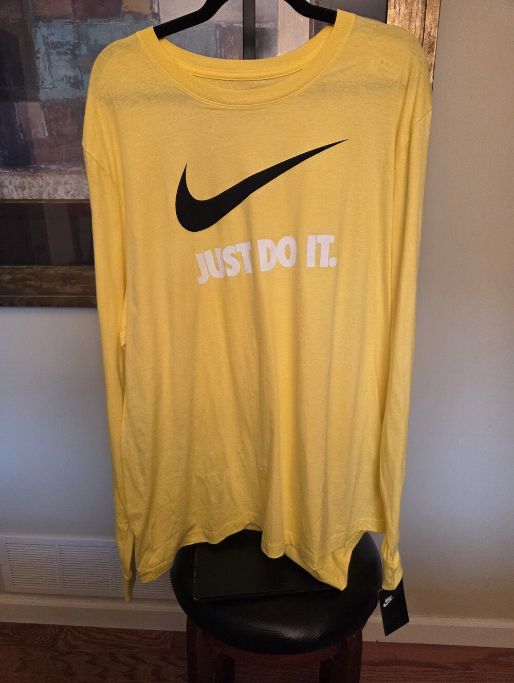 Nike Men's Sportswear Yellow "Just Do It" Long-Sleeve Graphic Tee Men XXL